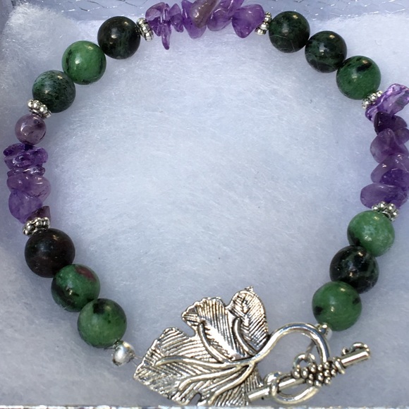 PeaceFrog Jewelry - Green Ruby Zoisite Purple Grape Ankle Bracelet